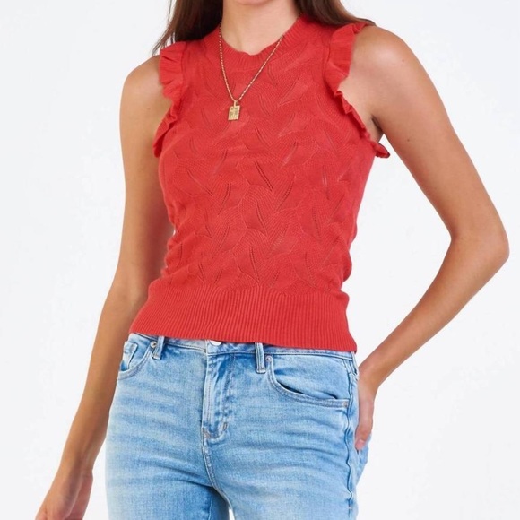 DEAR JOHN DENIM betty crew sweater tank in red rose small - Picture 2 of 12